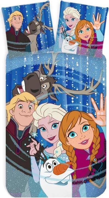 Disney Frozen, pościel dziecięca, pościel dziecięca, Anna, Elsa, Kristoff, Sven i Olaf, kołdra 100 x 135 + poduszka 40 x 60 cm 100% bawełna