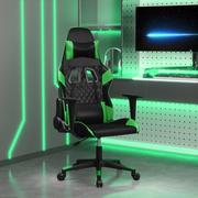 Fotele gamingowe - Lumarko Masujący fotel gamingowy, czarno-zielony, sztuczna skóra - miniaturka - grafika 1
