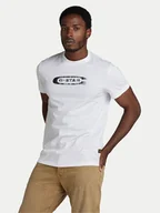 Koszulki męskie - G-Star Raw T-Shirt Distressed D24365-336 Biały Regular Fit - miniaturka - grafika 1