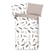 Pościel - Biało-beżowa flanelowa pościel jednoosobowa 140x200 cm – Good Morning - miniaturka - grafika 1