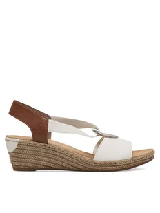 Rieker Sandały 624H6-81 Biały - Sandały damskie - miniaturka - grafika 1