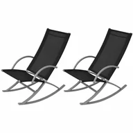 Fotele i krzesła ogrodowe - vidaXL vidaXL Ogrodowe krzesła bujane, 2 szt., czarne - miniaturka - grafika 1
