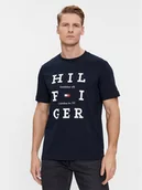 Koszulki męskie - Tommy Hilfiger T-Shirt Box Flag Logo Tee MW0MW33690 Granatowy Regular Fit - miniaturka - grafika 1