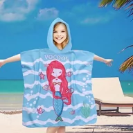 Okrycia kąpielowe dla dzieci - Poncho dziecięce plażowe 60x60 niebieski syrenka Arielka - miniaturka - grafika 1