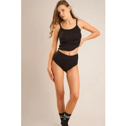 Figi damskie z modalu klasyczne z wysokim stanem czarne Today 6009 Sielei - Majtki damskie - miniaturka - grafika 1