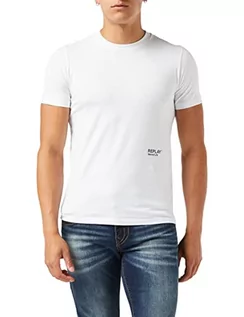 Koszulki męskie - Replay T-shirt męski, 801 Off White, S - grafika 1