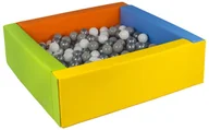 Suche baseny - Kwadratowy suchy basen z ekoskóry z 300 piłeczkami (żółty, zielony, niebieski, pomarańczowy/biały, szary, srebrny) - miniaturka - grafika 1