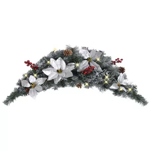 vidaXL Łuk świąteczny z girlandą i lampkami LED zielony 90 cm PVC 320979 - Ozdoby bożonarodzeniowe - miniaturka - grafika 1