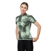 Koszulki i topy damskie - Damska koszulka rowerowa TOURER HALFZIP PRINT T W hedge green allover - XS - miniaturka - grafika 1
