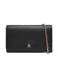 Torebki damskie - Torebka Tommy Hilfiger Th Icon Flap W/ Chain AW0AW17958 Czarny - miniaturka - grafika 1