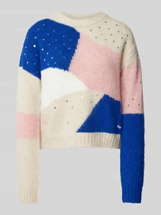 Sweter z dzianiny z prążkowanymi wykończeniami model ‘NORA’ - Swetry damskie - miniaturka - grafika 1