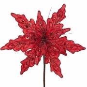 Pozostałe akcesoria świąteczne - DecoKing DecoKing - Dekoracyjny Kwiat Czerwony Brokat - miniaturka - grafika 1