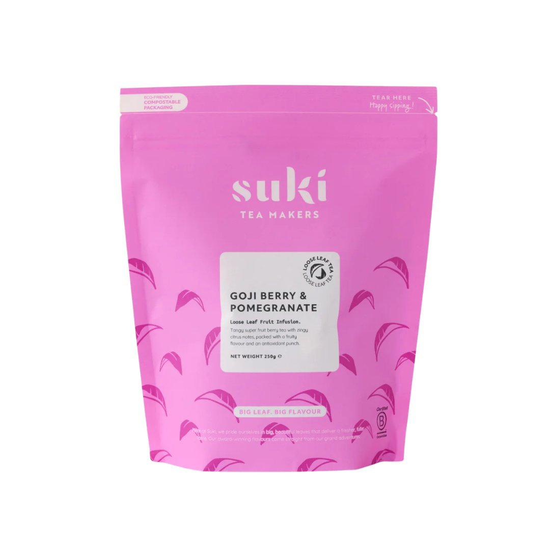 Herbata owocowa goji granat Suki Tea 250 g sypana bez kofeiny jabłko mango