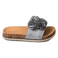 Klapki i japonki damskie - Wygodne Klapki Z Kwiatami VINCEZA szare - Vinceza - miniaturka - grafika 1