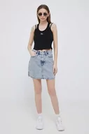Koszulki sportowe damskie - Calvin Klein Jeans top damski kolor czarny - miniaturka - grafika 1