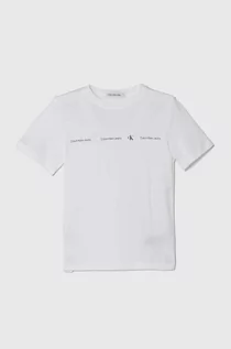 Koszulki dla chłopców - Calvin Klein Jeans t-shirt bawełniany dziecięcy kolor biały z nadrukiem - grafika 1