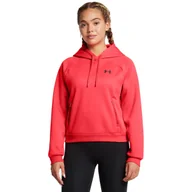Bluzy sportowe damskie - Damska bluza treningowa nierozpinana z kapturem Under Armour UA Armour Flc Pro Hdy - czerwona - UNDER ARMOUR - miniaturka - grafika 1