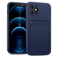 Etui i futerały do telefonów - Etui na telefon komórkowy Apple iPhone 12 Pro Max silikonowe etui ochronne z kieszenią na kartę Slim Wallet Case, niebieskie - miniaturka - grafika 1