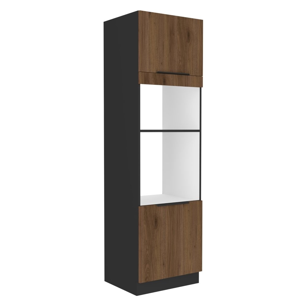 Kondela Szafka pod piekarnik do zabudowy Menzo 60 DPM-210 2F - kolor czarny/orzech