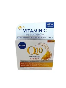 NIVEA Q10 Krem przeciwzmarszczkowy Energy Radiance Boost LSF 15 (50 ml), szybko wchłaniający się krem przeciwzmarszczkowy z witaminą C, krem na dzień dla natychmiastowej odświeżenia i zdrowego blasku - Kremy do twarzy - miniaturka - grafika 1