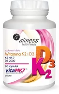Witaminy i minerały - Medicaline Aliness Witamina K2 MK-7 Natto 100mcg i D3 2000IU 60kaps - suplement diety - miniaturka - grafika 1