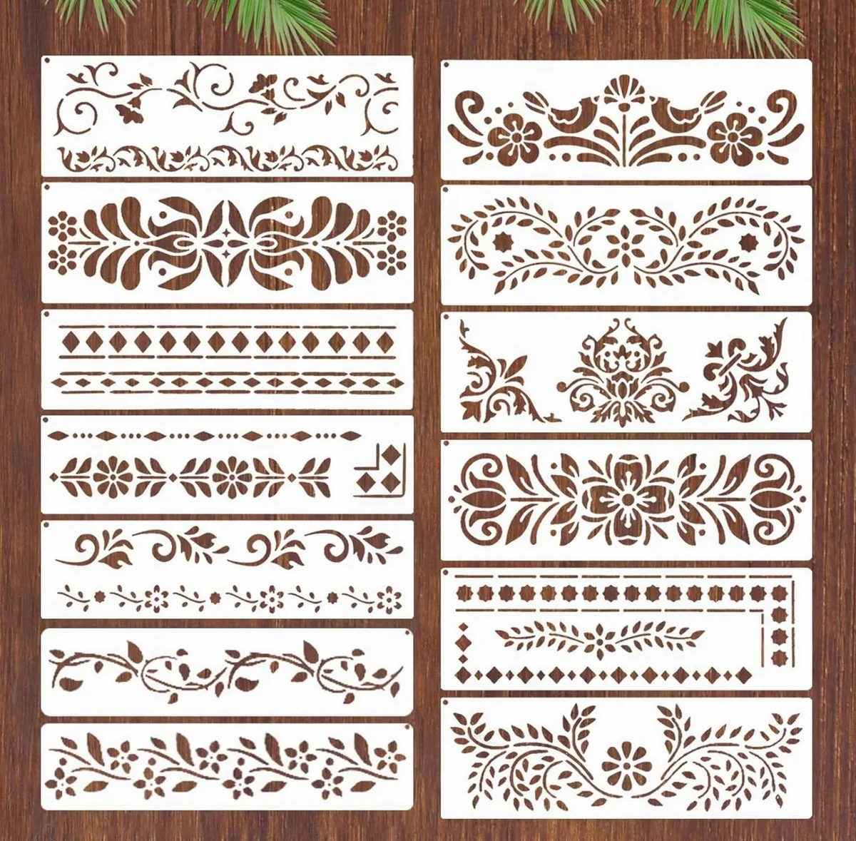 SZABLONY KWIATY 12SZT 30X10CM DEKORACYJNE ELASTYCZNE WIELORAZOWE