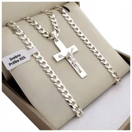 Łańcuszki - Srebrny Łańcuszek Męski Pancerka Z Krzyżykiem Srebro 925 Prezent Dla Niego - miniaturka - grafika 1