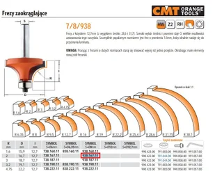 CMT FREZ ZAOKRĄGLAJĄCY Z ŁOŻYSKIEM HM R= 2 D=16,7 I=12,7 S=8 CMT938.167.11 - Frezy - miniaturka - grafika 2