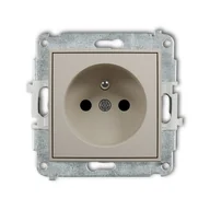 Gniazdka elektryczne - Karlik Gniazdo pojedyncze z przesłonami torów MINI - taupe - miniaturka - grafika 1