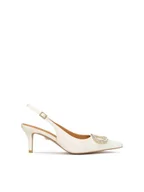 Czółenka - Ślubne czółenka na niskiej szpilce z biżuteryjną ozdobą - miniaturka - grafika 1