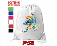 Torby szkolne - WOREK SZKOLNY NA WF BUTY SPORTOWY DLA DZIECKA SMERFY 5 WZORÓW + IMIĘ - miniaturka - grafika 1