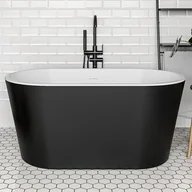 Wanny - VENTE-UNIQUE Wanna wolnostojąca owalna - 180 L - 130 x 71 x 58 cm - Czarna - Akrylowa - APOGON - miniaturka - grafika 1