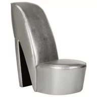 Fotele - vidaXL Fotel w kształcie buta na obcasie, srebrny, sztuczna skóra - miniaturka - grafika 1