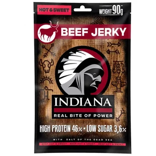 Mięso suszone Indiana Jerky Beef Hot & Sweet 90g - Zdrowa żywność - miniaturka - grafika 1