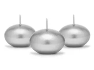 Urodziny dla dorosłych - PartyDeco Świeczka "Dysk pływający metalik", srebrna, 40 mm, 50 szt SDMET40-018-OP - miniaturka - grafika 1