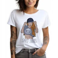 Koszulki i topy damskie - Koszulka T-shirt Damski Bawełniana Biały S Ruda Kosmos Podróż Wiele Wzorów - miniaturka - grafika 1