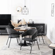 Krzesła - Krzesło Tapicerowane TINKA Czarne Sztruksowe Nowoczesne Loft - miniaturka - grafika 1