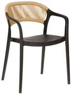 Fotele i krzesła ogrodowe - Elior Czarne krzesło ogrodowe z plecionym oparciem - Tuzo - miniaturka - grafika 1