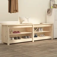 Szafki na buty - vidaXL Ławka na buty 160x36,5x50 cm z litego drewna sosnowego - Ławka na buty - Ławka na buty - Ławka z miejscem do przechowywania - Stojak na buty - miniaturka - grafika 1