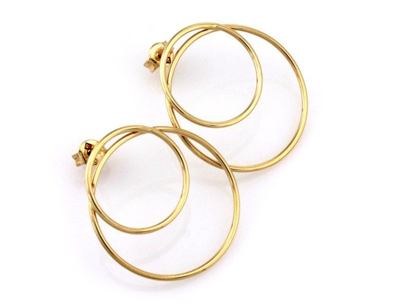 Kolczyki złote 585 dwa koła zapinane na sztyft 1.42g