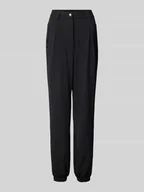 Spodnie sportowe damskie - Spodnie materiałowe o kroju relaxed fit z kontrafałdami model ‘Nele’ - miniaturka - grafika 1