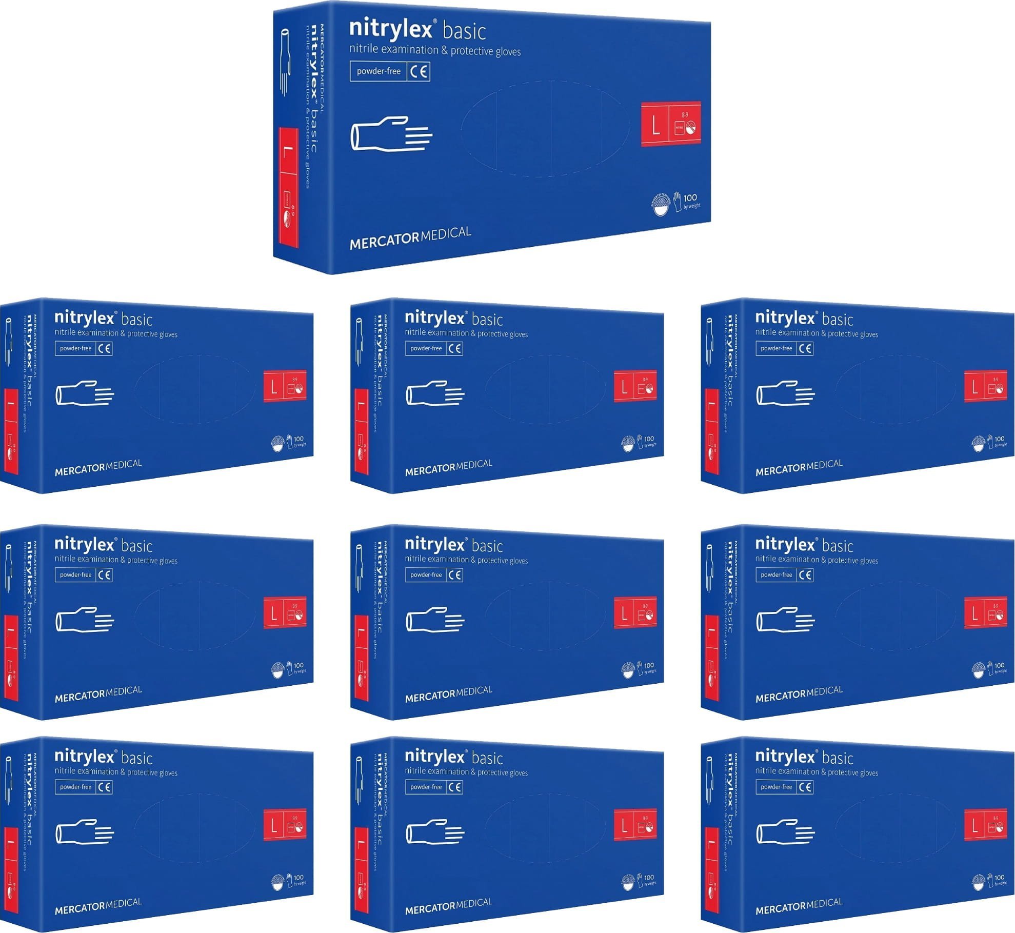 Mercator Rękawice Nitrylowe 100 szt. Nitrylex Basic Dark Blue - 10 kpl. L 8-9