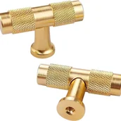 Zawiasy, okucia i inne akcesoria - Uchwyty do szuflad w kształcie litery T, uchwyty do szaf, garderób, sypialni, 2 sztuki (złote) - miniaturka - grafika 1