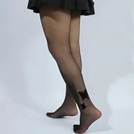 Inne - TEMU Eleganckie Przezroczyste Rajstopy Damskie z Czarnym Motylem - Mieszanka Nylonu 15D, na Wiosnę i , Możliwość Prania Ręcznego - miniaturka - grafika 1