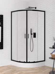 Czarna kabina prysznicowa półokrągła z brodzikiem 80x80 ZS-0009 Suvia New Trendy - Kabiny prysznicowe - miniaturka - grafika 1
