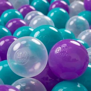KiddyMoon, plastikowe piłeczki 7cm turkus-fiolet-transparent 700 - Suche baseny - miniaturka - grafika 1