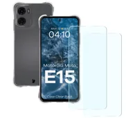 Etui i futerały do telefonów - Bizon Elastyczne etui + 2x szkło hartowane Case Clear Pack do Motorola Moto E15 - miniaturka - grafika 1