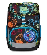 Plecaki szkolne i tornistry - SJ Gang Plecak szkolny Updown Soft, czarny, wielokolorowy, jednokomorowy z regulowanym paskiem w talii, boczną kieszenią na zamek błyskawiczny, siatkową kieszenią na butelkę, plecak do szkoły - miniaturka - grafika 1