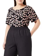 Koszulki i topy damskie - ONLY Carmakoma Women's CARANITA SS TOP AOP T-Shirt, czarny, 46, czarny, 46 - miniaturka - grafika 1