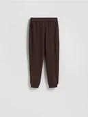 Spodnie damskie - Reserved - Dresowe spodnie z bawełną - ciemnobrązowy - miniaturka - grafika 1